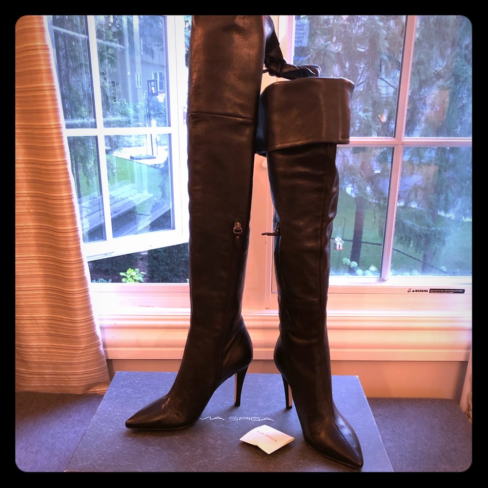 Via Spiga Maddy Leather Thigh High Boots